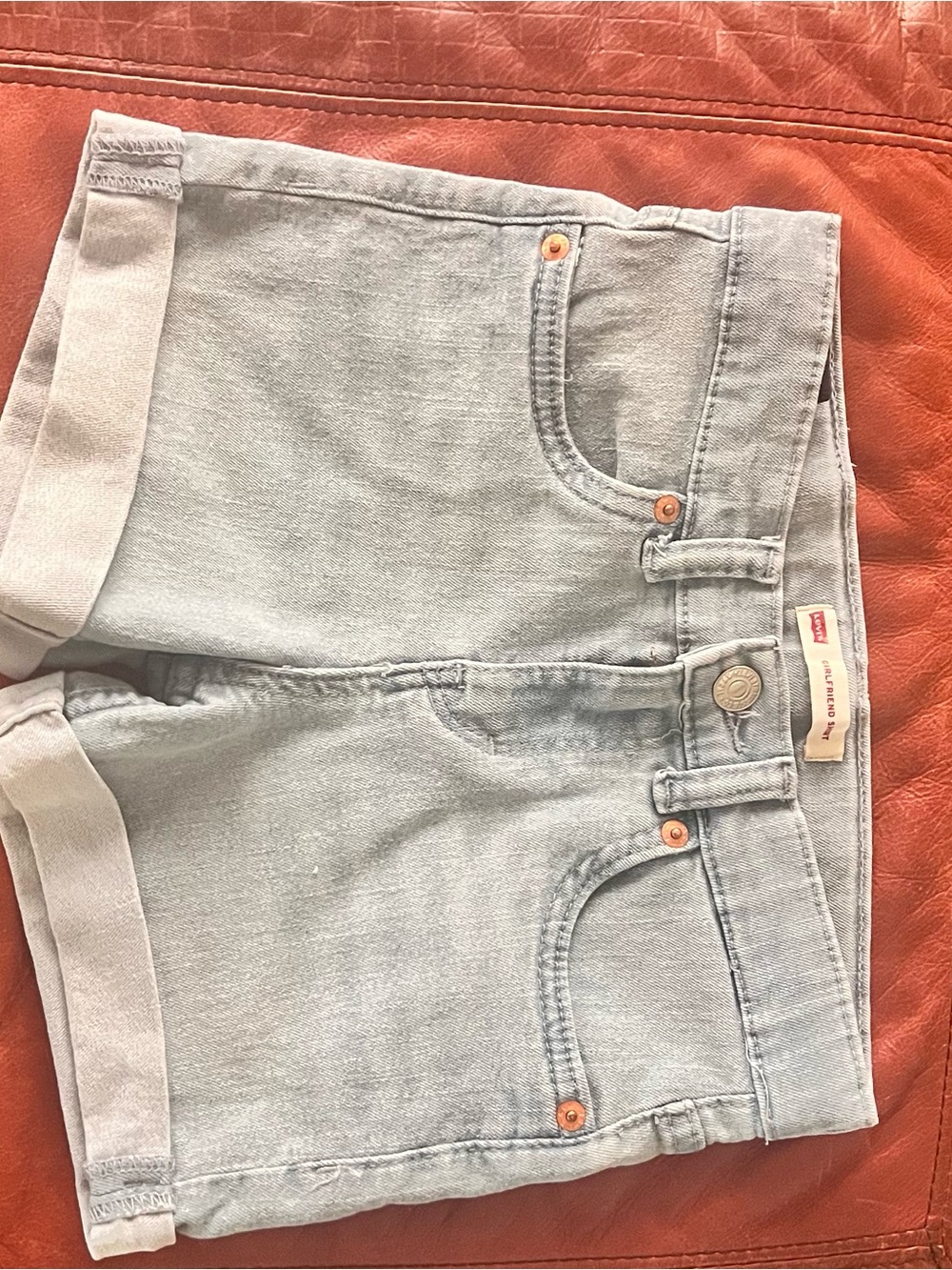 Levi's Light Blue Rolled-Hem Denim Shorts